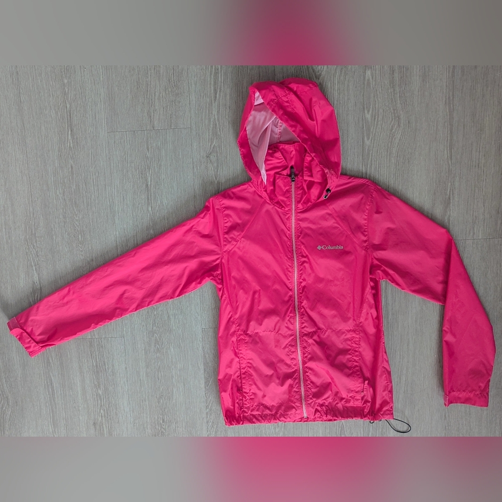 Women's Columbia Pink Adjustable Windbreaker Jacket Size Small VGUC!